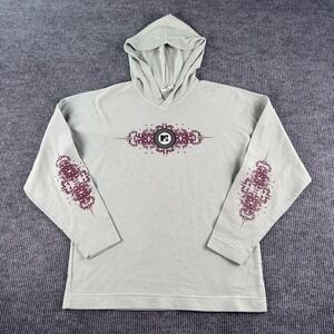 MTV Hoodie Mens Large XL Gray Graphic Pullover Y2K Streetwear Spirit Long Sleeve
